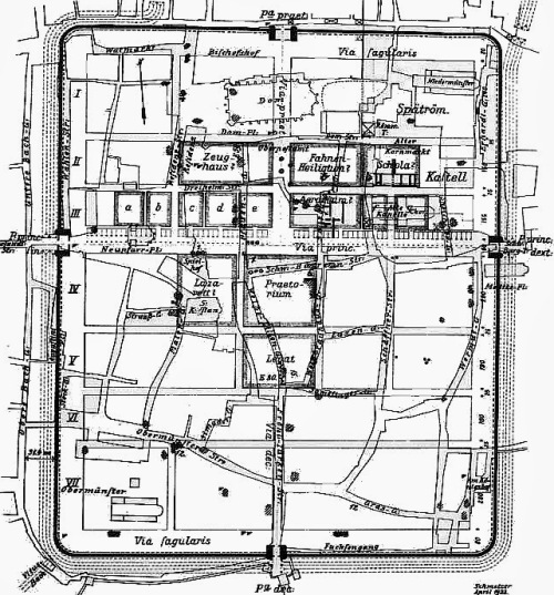Grundriss des Römerlagers<br>Piano urbanistico del castrum Bild leider nicht darstellbar